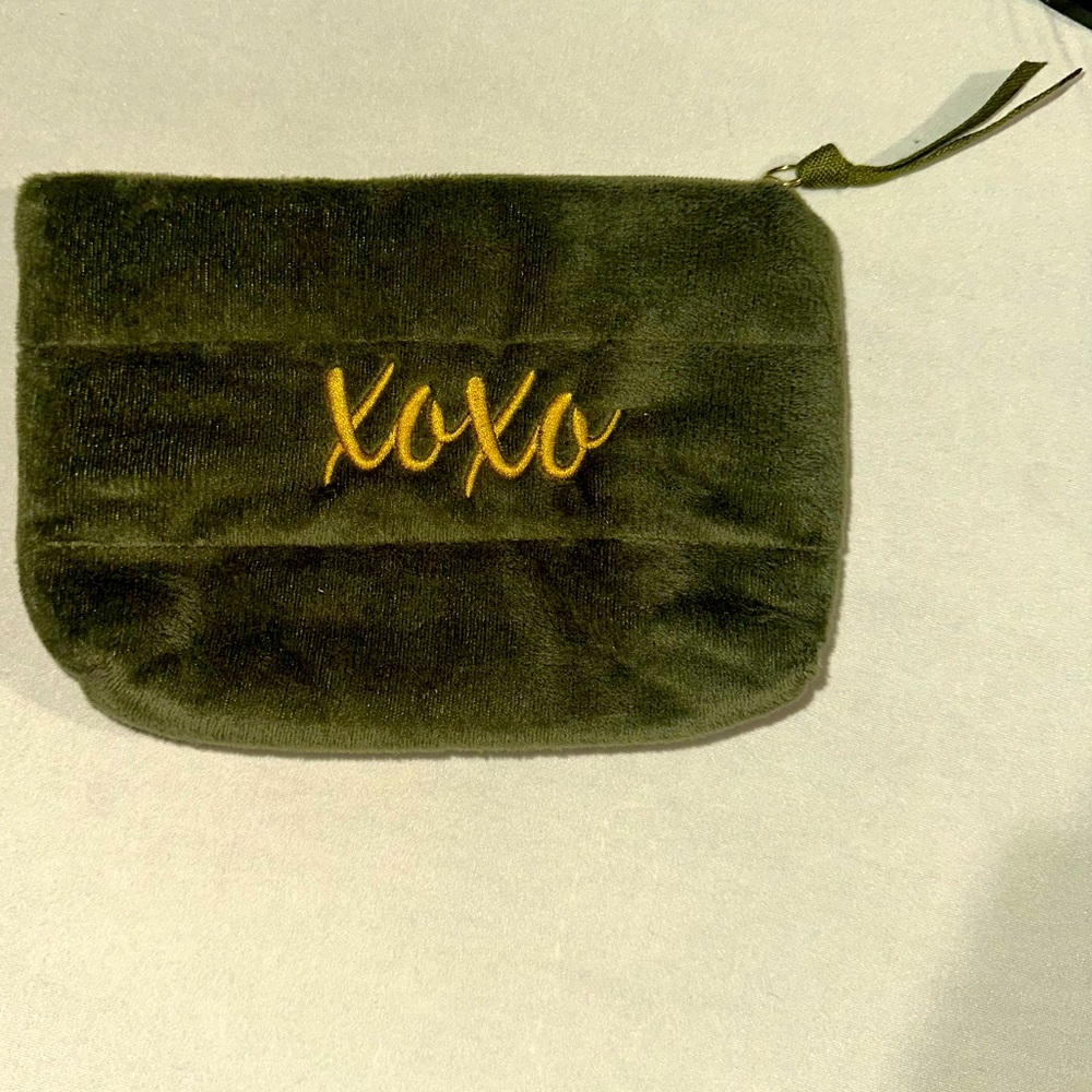 Green Velvet Pouch with Gold Embroidery